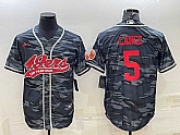 Men's San Francisco 49ers #5 Trey Lance Grey Camo With Patch Cool Base Stitched Baseball Jersey,baseball caps,new era cap wholesale,wholesale hats
